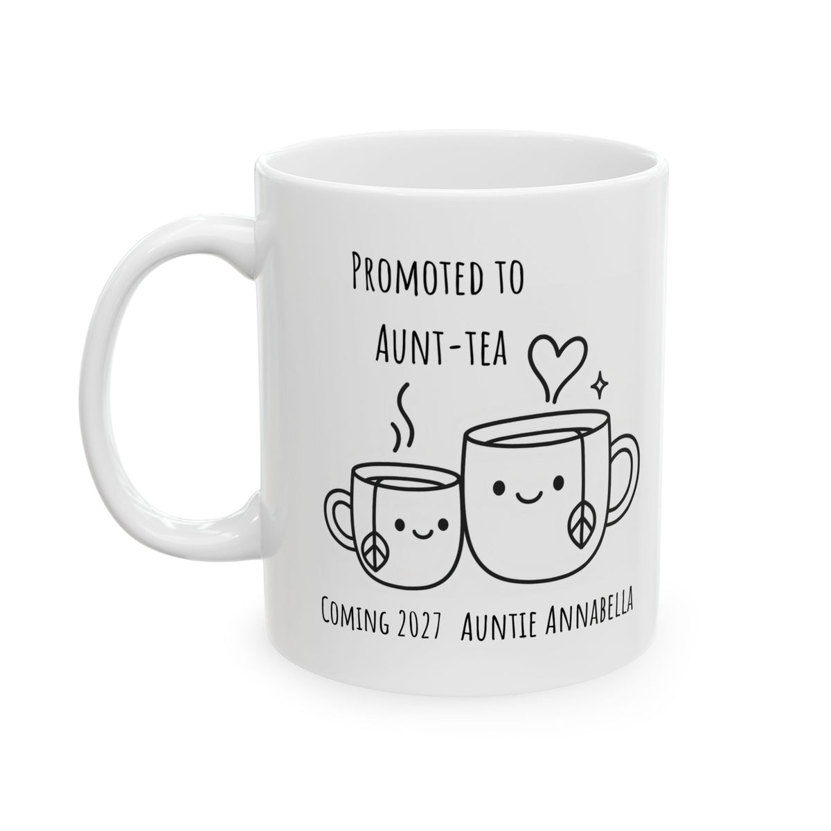 Aunt-Tea mug shown in the larger 15 oz size