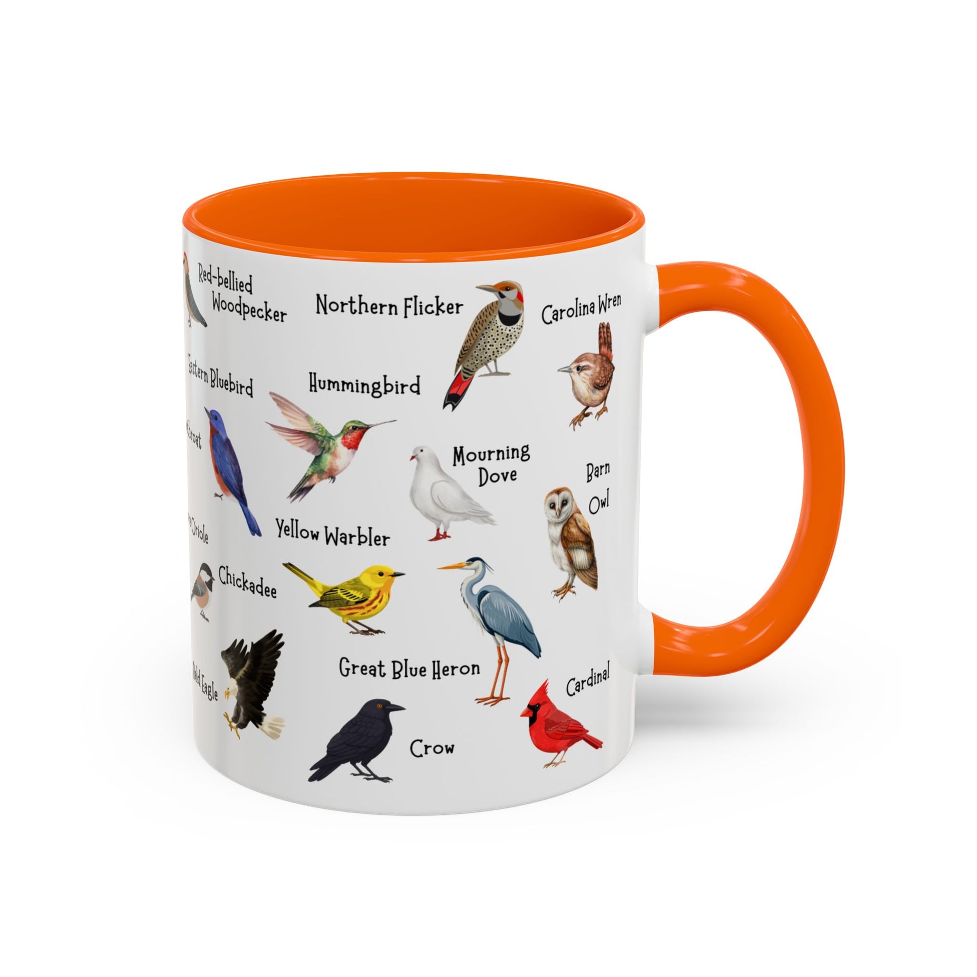 Bird mug shown in an alternative accent color for the handle and interior