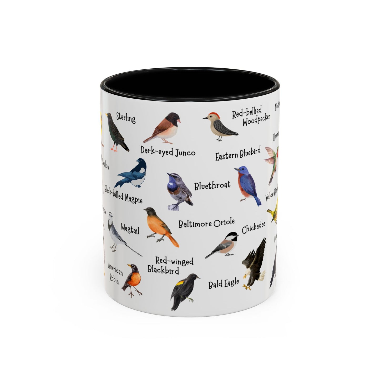 Bird watcher gift mug with named bird illustrations
